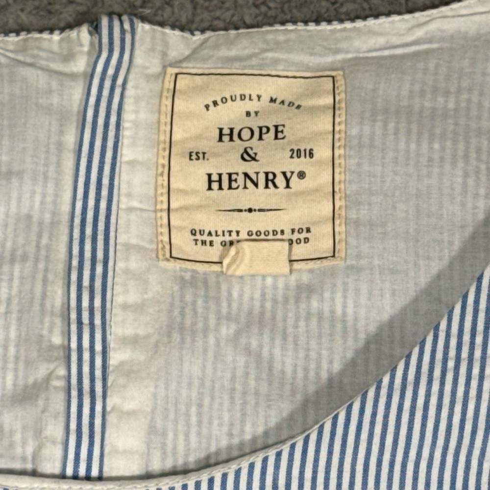 Hope And Henry Dress Womens Size 8 Blue White Striped Pleated Scoop Neck Coastal - Picture 2 of 8